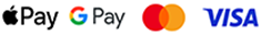 We accept Apple Pay, Google Pay, Mastercard, Visa