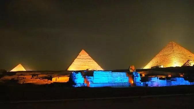 A stunning light and sound show at the Giza Pyramids with dinner