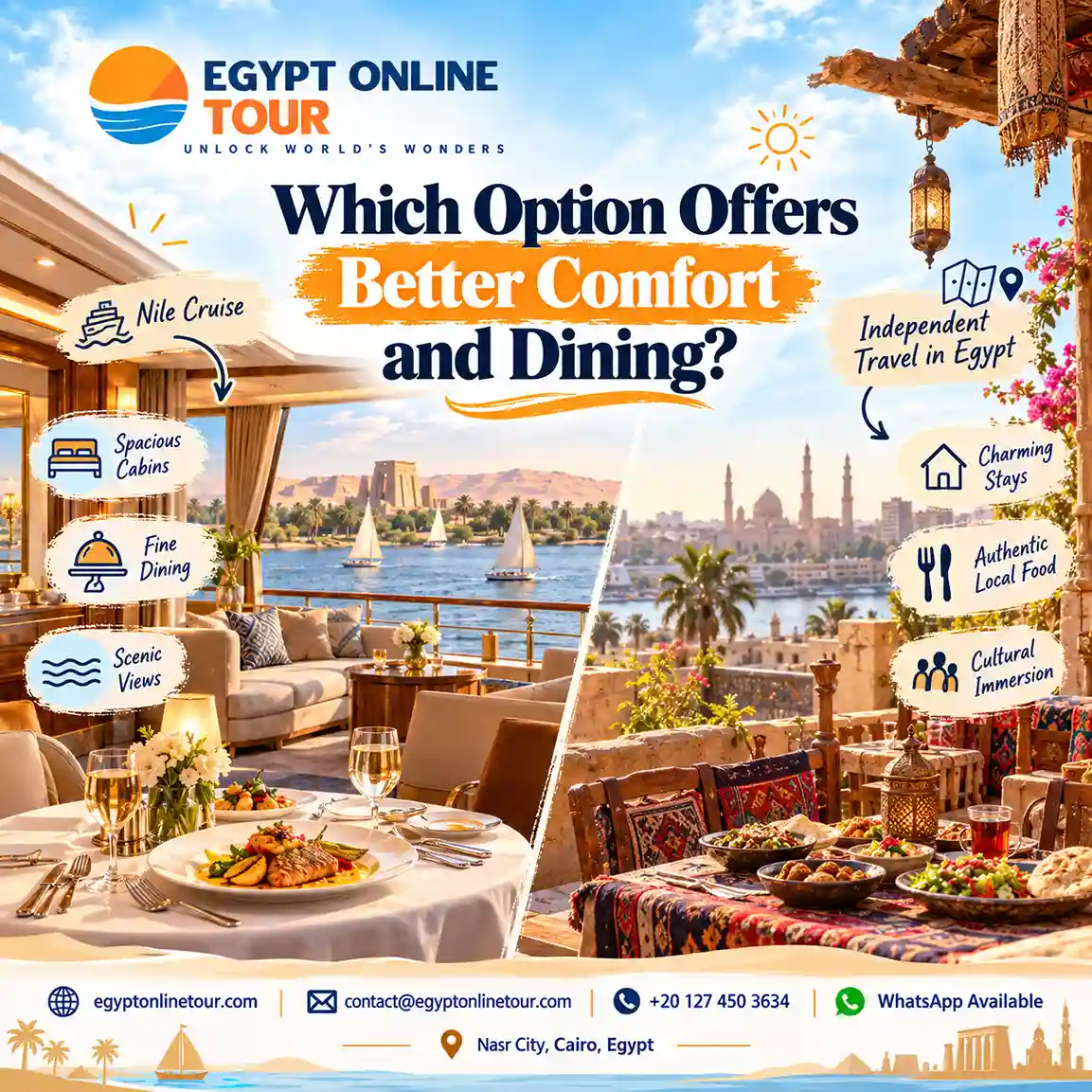 Nile cruise vs independent travel Egypt